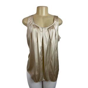 St. John Women's  Metallic Tan Silk Sleevless Blouse Sz L - NWT